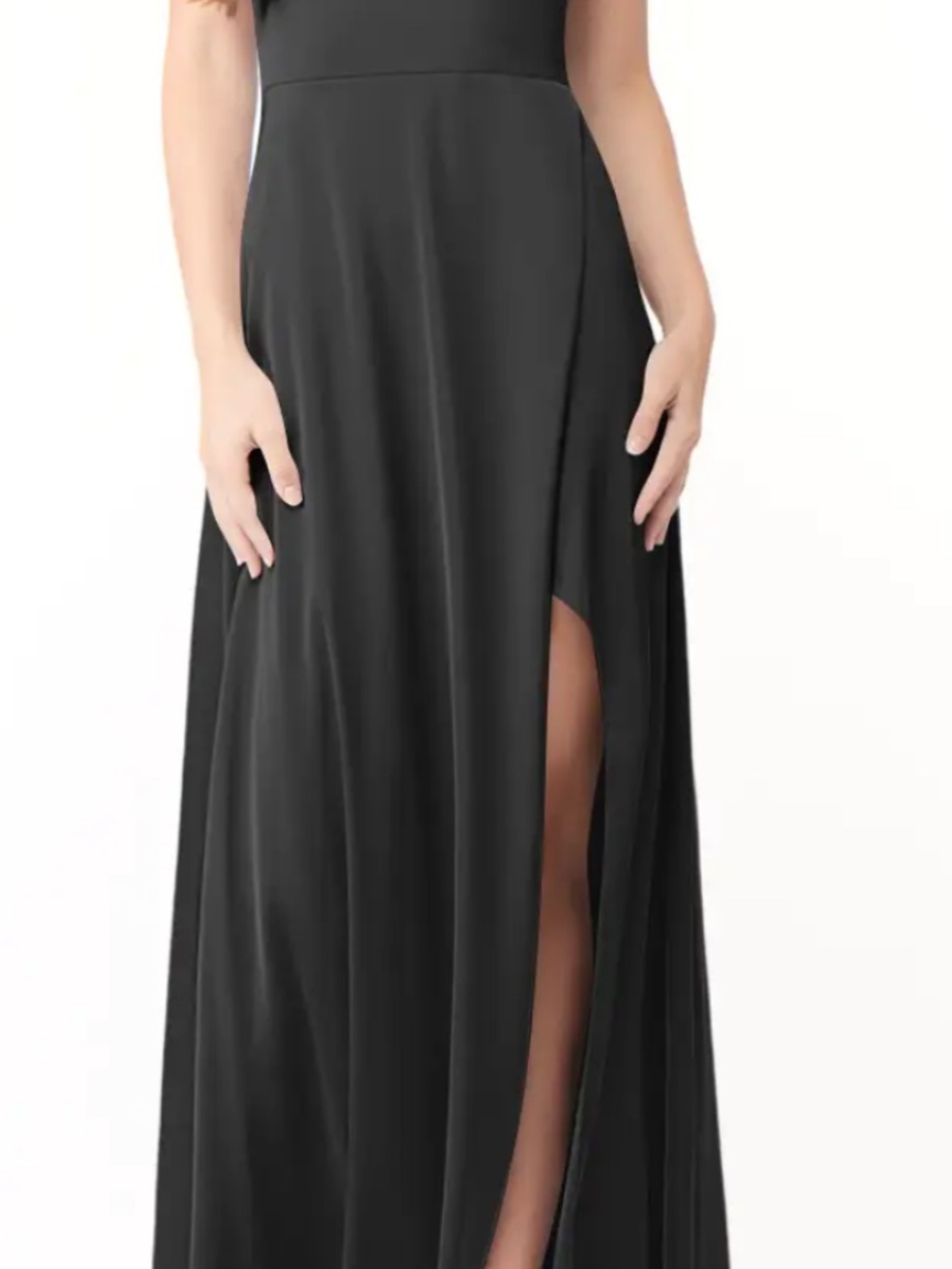 NWT Azazie Halsey Black Stretch Satin Bridesmaid Dress Sz 4